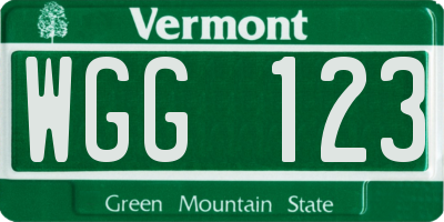 VT license plate WGG123