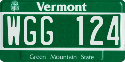VT license plate WGG124