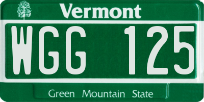 VT license plate WGG125