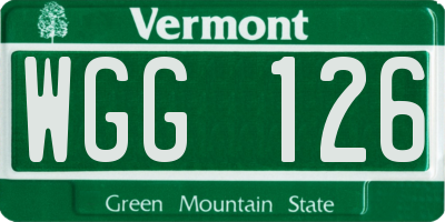 VT license plate WGG126
