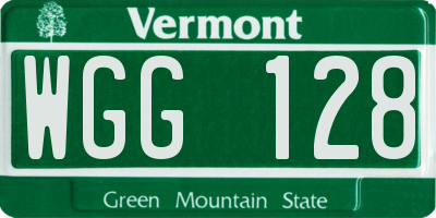 VT license plate WGG128