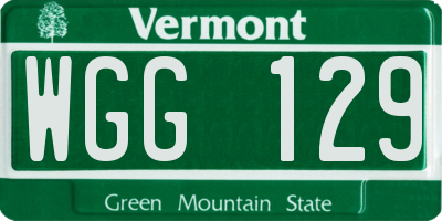 VT license plate WGG129