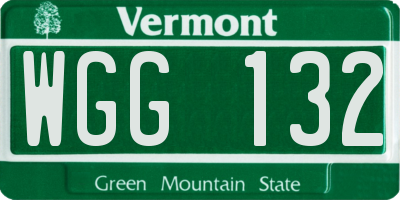 VT license plate WGG132