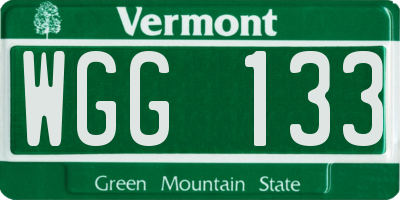 VT license plate WGG133