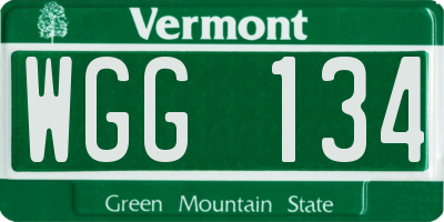 VT license plate WGG134