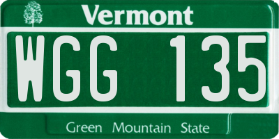 VT license plate WGG135