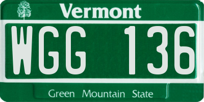 VT license plate WGG136