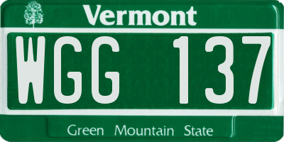 VT license plate WGG137