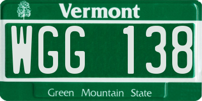 VT license plate WGG138