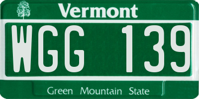 VT license plate WGG139