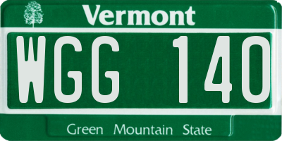 VT license plate WGG140