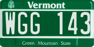 VT license plate WGG143