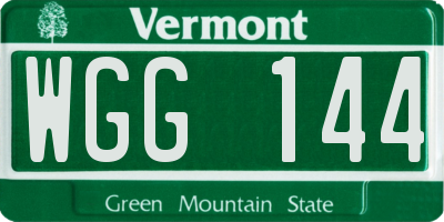 VT license plate WGG144