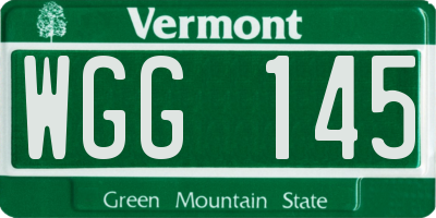 VT license plate WGG145