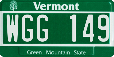 VT license plate WGG149