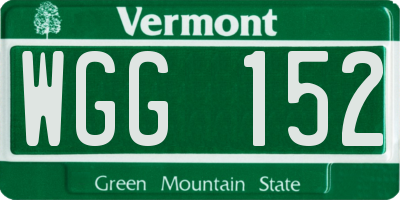 VT license plate WGG152