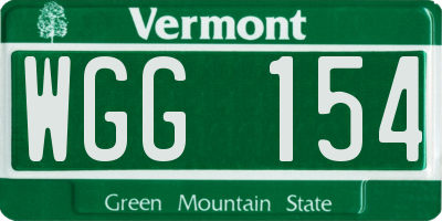VT license plate WGG154