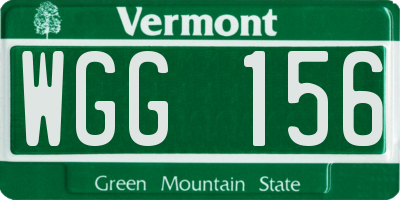 VT license plate WGG156