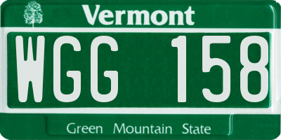 VT license plate WGG158