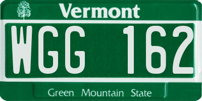 VT license plate WGG162