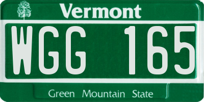 VT license plate WGG165