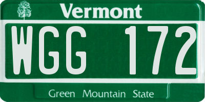 VT license plate WGG172