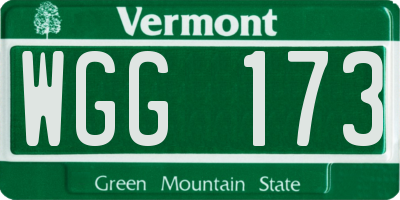 VT license plate WGG173