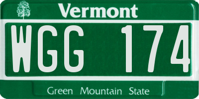 VT license plate WGG174