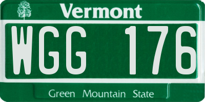 VT license plate WGG176
