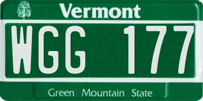 VT license plate WGG177