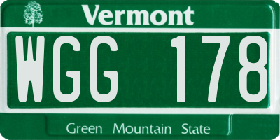 VT license plate WGG178