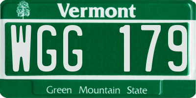 VT license plate WGG179