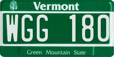 VT license plate WGG180