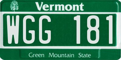 VT license plate WGG181