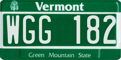 VT license plate WGG182