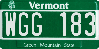 VT license plate WGG183