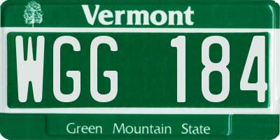 VT license plate WGG184