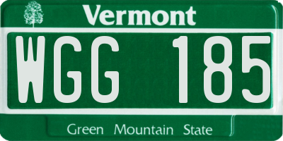 VT license plate WGG185