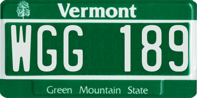 VT license plate WGG189