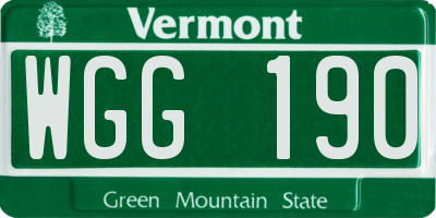 VT license plate WGG190