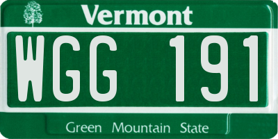 VT license plate WGG191