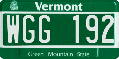 VT license plate WGG192