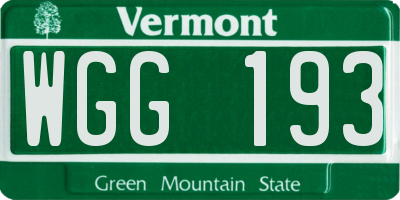 VT license plate WGG193