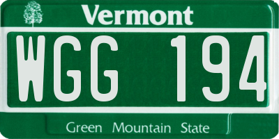 VT license plate WGG194