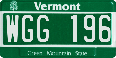 VT license plate WGG196