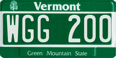 VT license plate WGG200