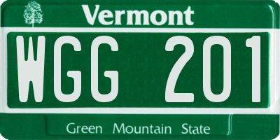 VT license plate WGG201
