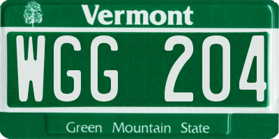 VT license plate WGG204