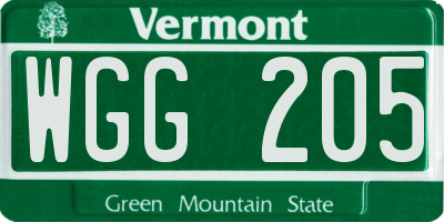 VT license plate WGG205