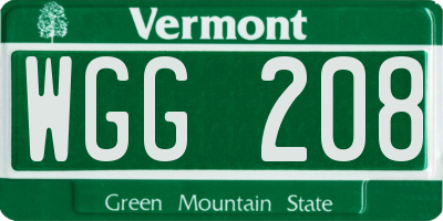 VT license plate WGG208